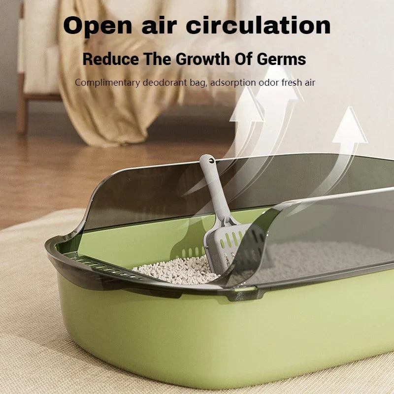 Semi - Enclosed Cat Litter Box – Anti - Splash Plastic Tray, Large Capacity 15.7×10.2×5.9 in (40×26×15 cm) - PhishStones Products