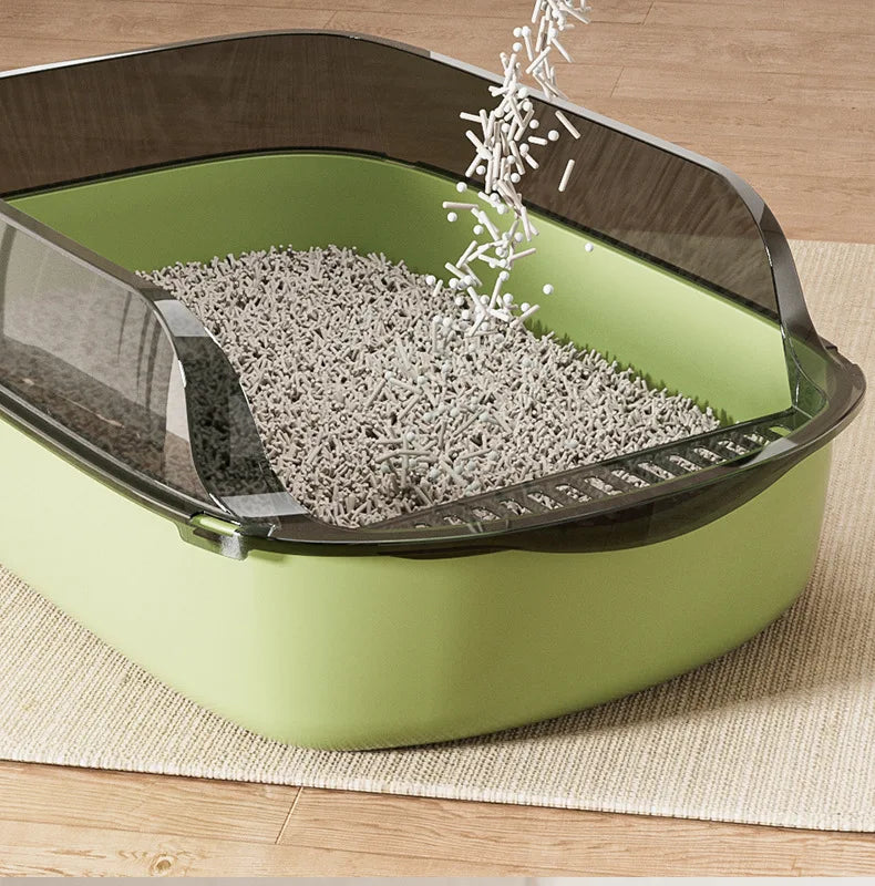 Semi - Enclosed Cat Litter Box – Anti - Splash Plastic Tray, Large Capacity 15.7×10.2×5.9 in (40×26×15 cm) - PhishStones Products