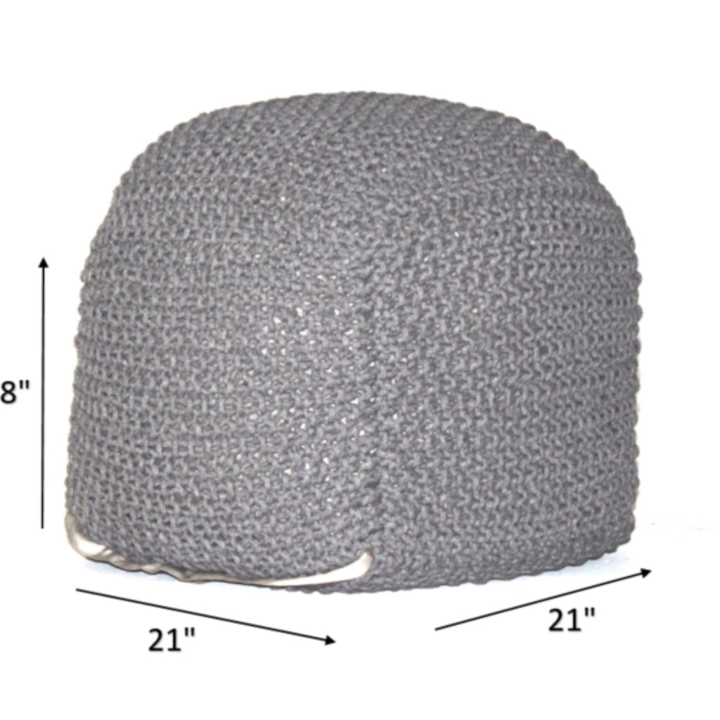 Semi Rounded Pouf, Cable Knitted, Perfect Seating - PhishStones Products