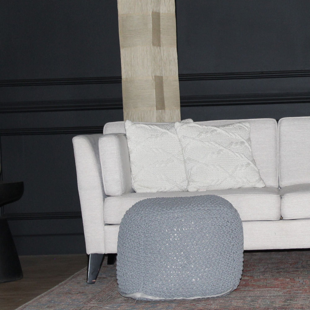 Semi Rounded Pouf, Cable Knitted, Perfect Seating - PhishStones Products