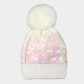 Sequin Embellished Pom Pom Beanie Hat