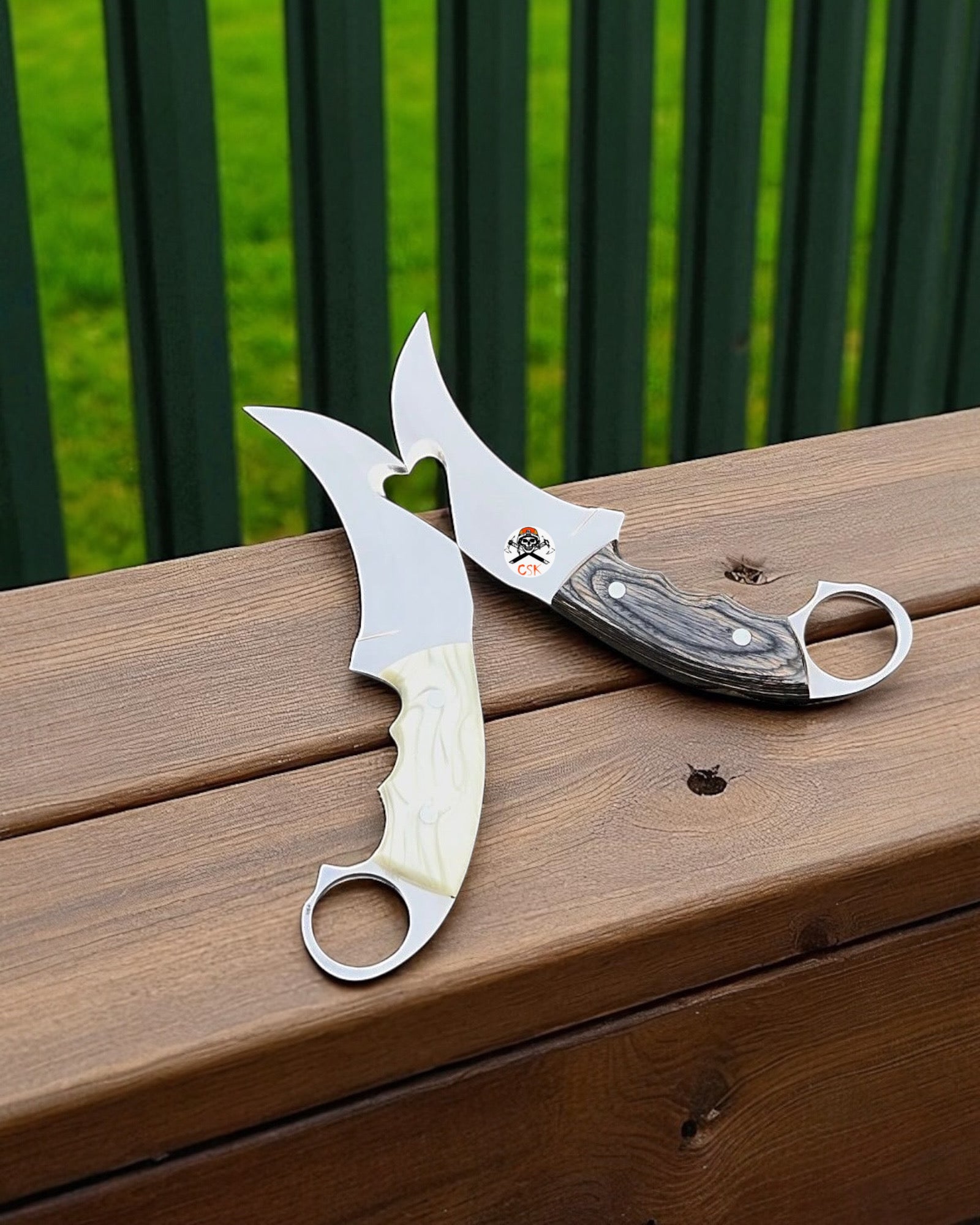 Shadow Claw Karambit Knife Pairing Set With Wooden & Resin Handle - PhishStones Products