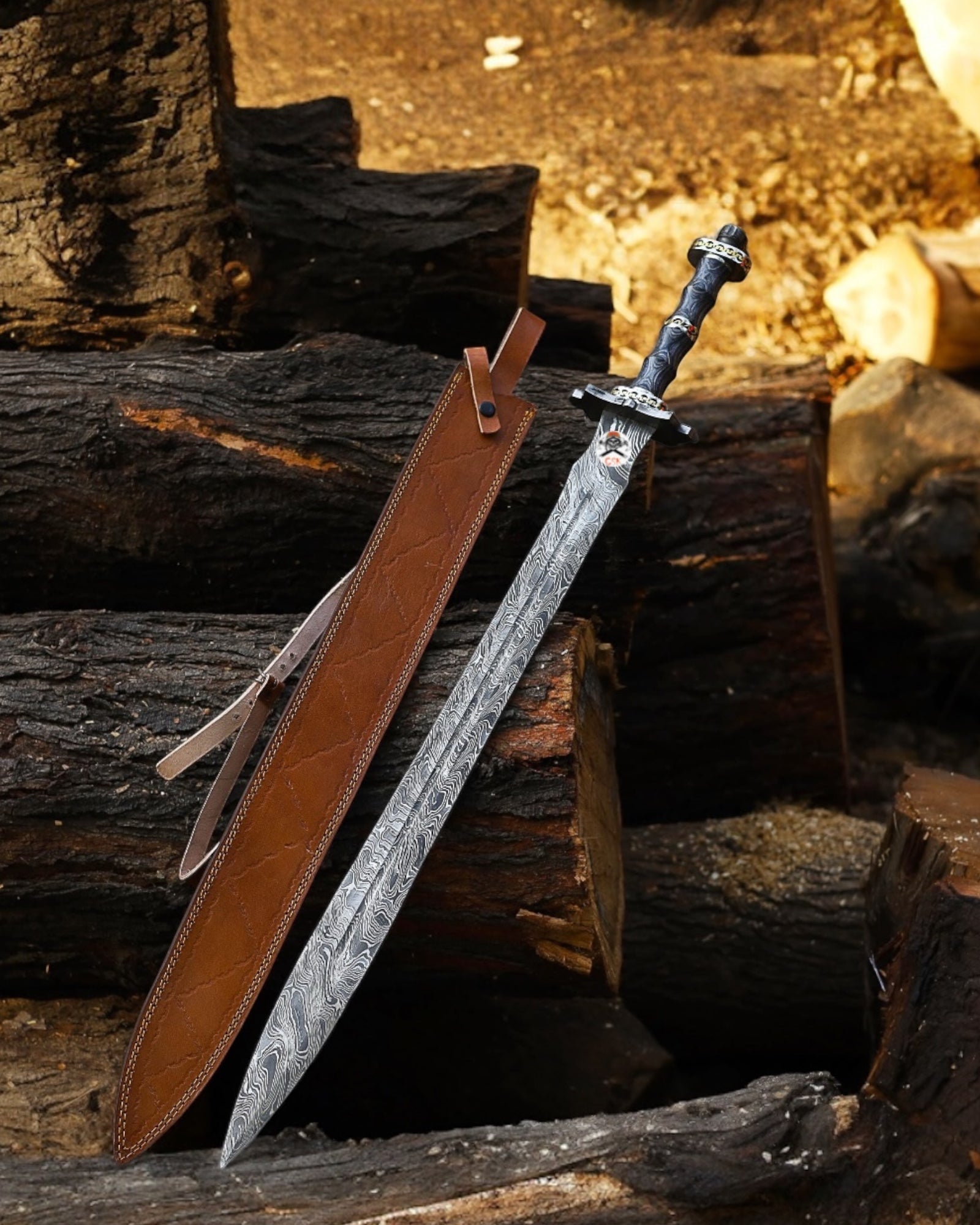 Shadowfang Damascus Steel Sword – Exotic Wood Handle - PhishStones Products