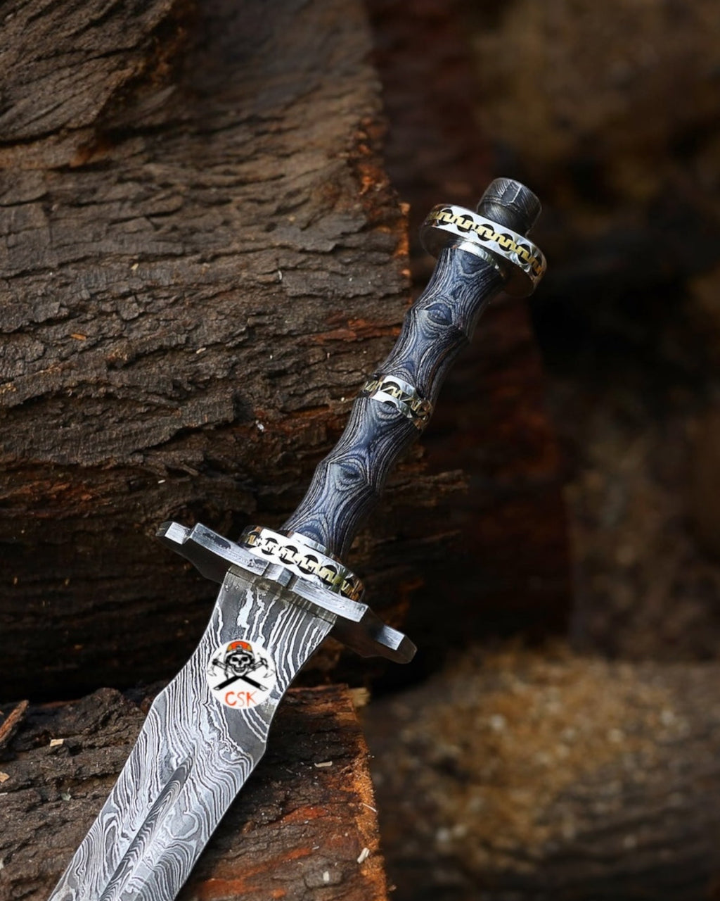 Shadowfang Damascus Steel Sword – Exotic Wood Handle - PhishStones Products