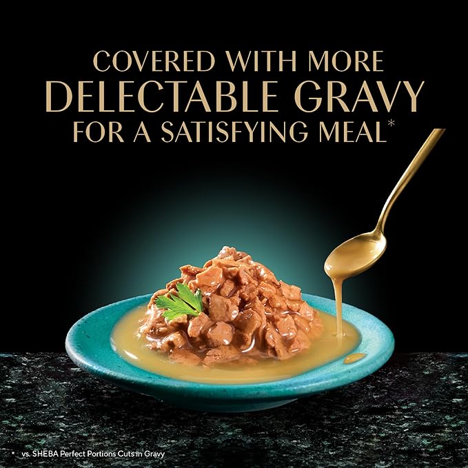 Sheba Gravy Indulgence Adult Wet Cat Food Chicken Entree in Extra Gravy, 2.6 oz. Twin - Pack Trays (24 Count, 48 Servings) - PhishStones Products