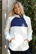 Ivory & Navy Sherpa Sweater
