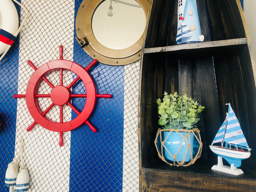 Red Decorative Ship Wheel 18""