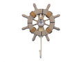 Rustic Decorative Ship Wheel With Sailboat and Hook 8""