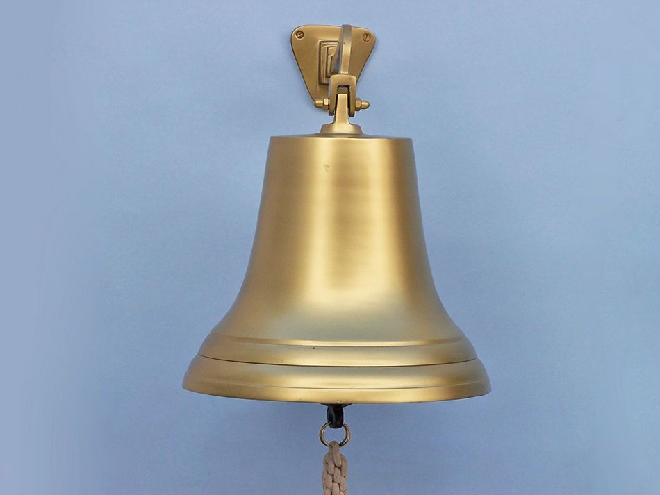 Antique Brass Hanging Ship's Bell 18""