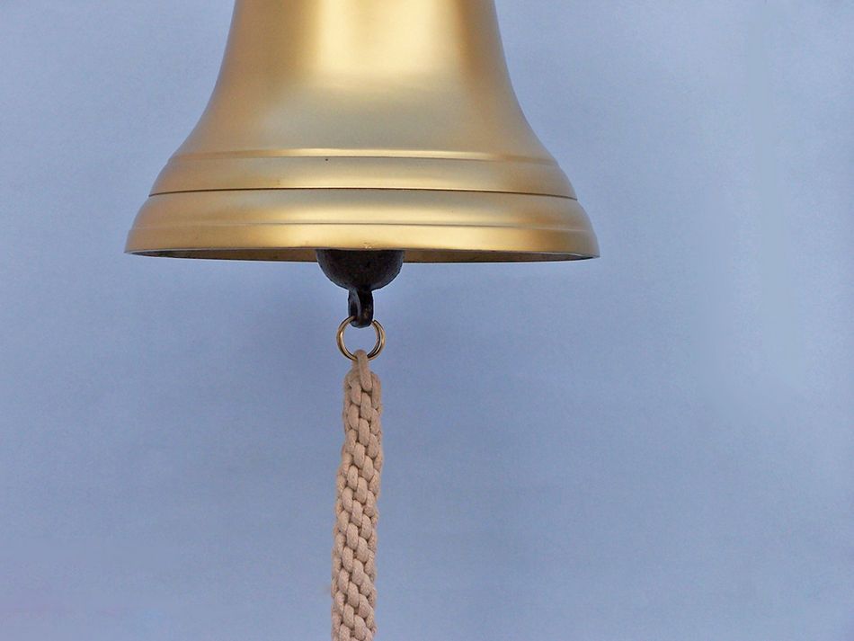 Antique Brass Hanging Ship's Bell 18""