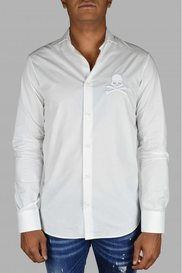 Philipp Plein Men Diamond Cut Ls Skull Shirt
