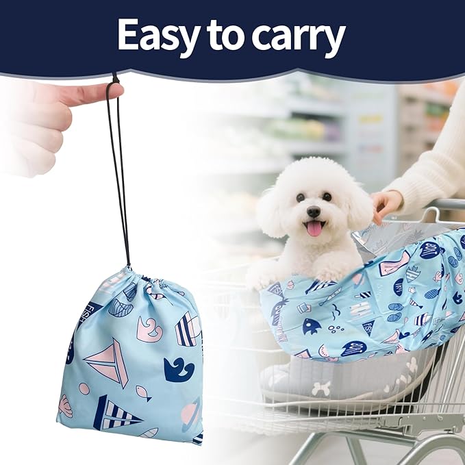 Shopping Cart Cover for Pets Dogs - Waterproof and Cooling Material,Portable and Easy - on Stretch Design with Carry Bag - PhishStones Products