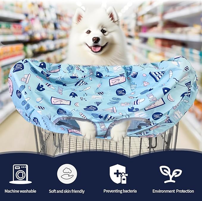 Shopping Cart Cover for Pets Dogs - Waterproof and Cooling Material,Portable and Easy - on Stretch Design with Carry Bag - PhishStones Products