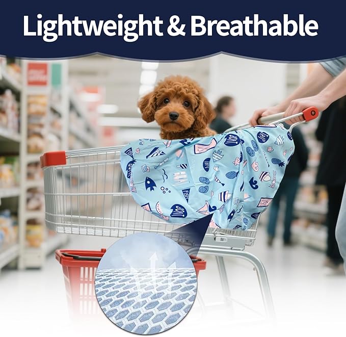 Shopping Cart Cover for Pets Dogs - Waterproof and Cooling Material,Portable and Easy - on Stretch Design with Carry Bag - PhishStones Products