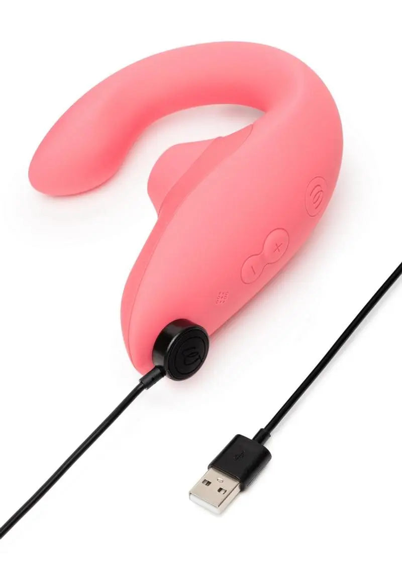 The Curve Silicone Vibrator with Clitoral Stimulator