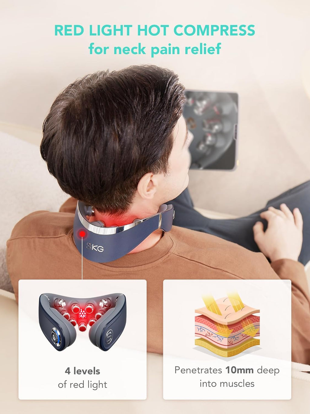 SKG Neck TENS unit with Heat Therapy and Pulse Technology - PhishStones Products