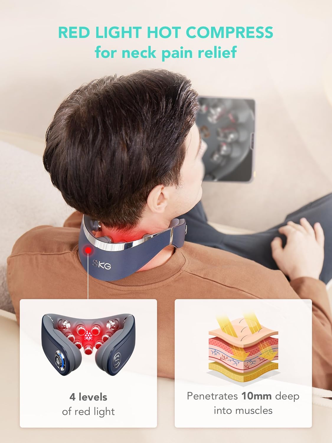 SKG Neck TENS unit with Heat Therapy and Pulse Technology - PhishStones Products