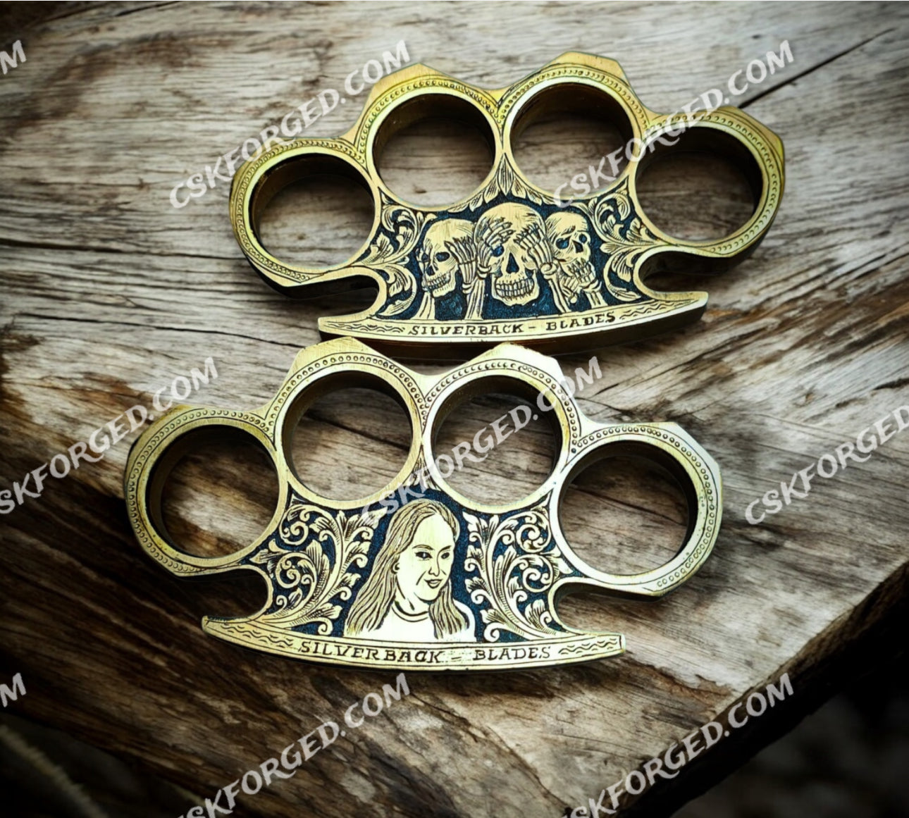 Skull & Portrait Hand Engraved Brass Knuckle Collection - PhishStones Products