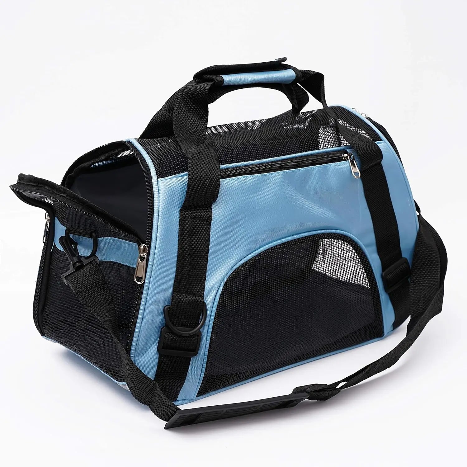 Small Portable Pet Carrier Bag - Breathable Mesh Soft - Sided Dog & Cat Travel Carrier with Adjustable Shoulder Strap, 16 x 7.5 x 9.5 in (40.6 x 19 x 24.1 cm), Holds up to 6.6 lb (3 kg) - PhishStones Products