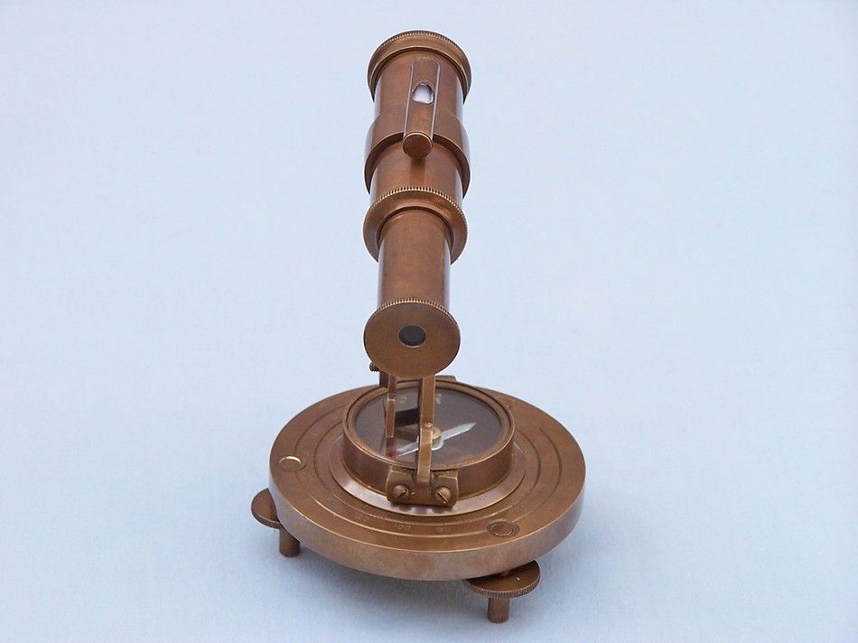 Antique Brass Brass Alidade Compass 7""