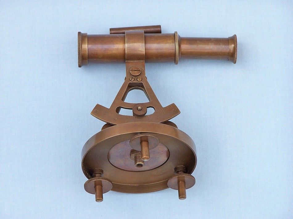 Antique Brass Brass Alidade Compass 7""