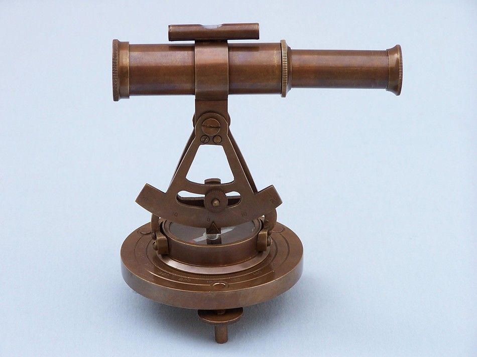 Antique Brass Brass Alidade Compass 7""
