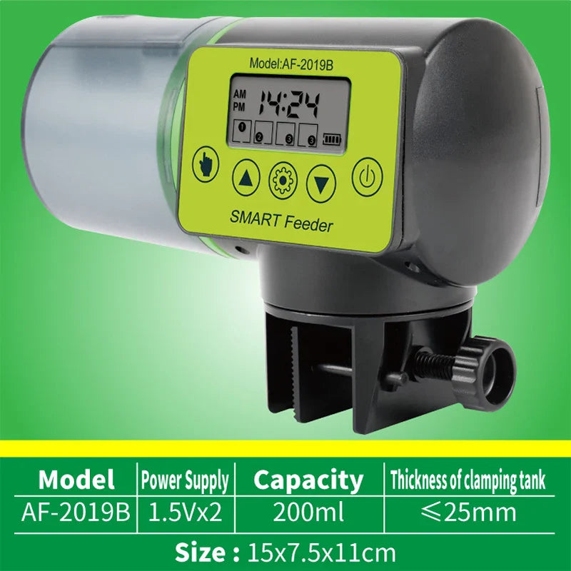Smart Automatic Fish Feeder with Digital Timer, Electric Aquarium Food Dispenser, 200ml - PhishStones Products
