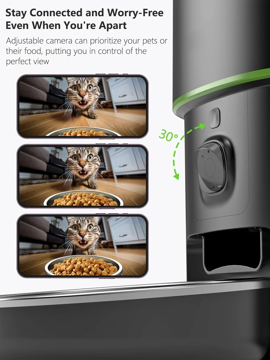 Smart Pet Feeder with 1080P Camera — Dual - Band WiFi (2.4/5GHz) App - Controlled Automatic Cat & Dog Kibble Dispenser, Voice Call & Portion Control - PhishStones Products