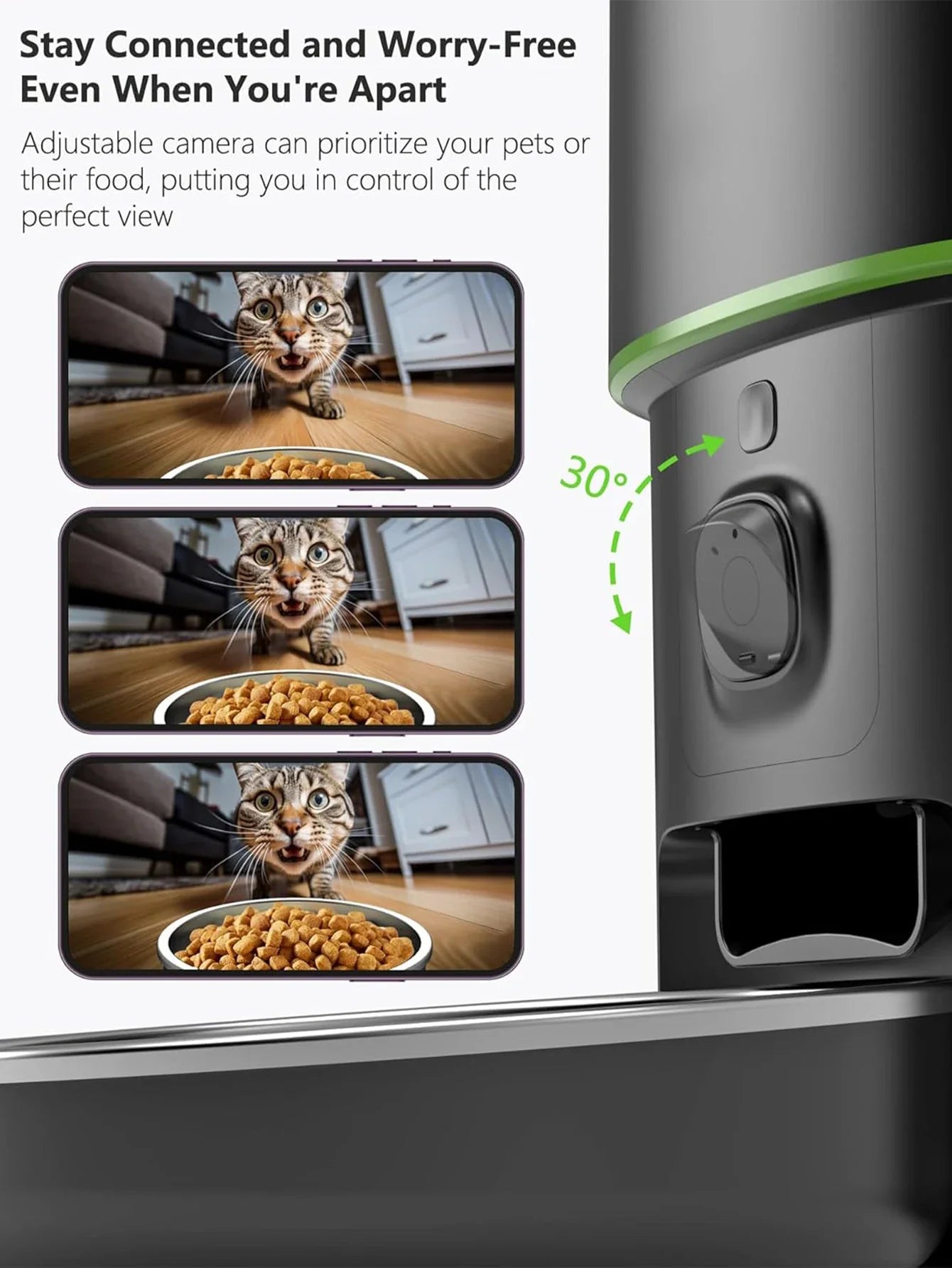 Smart Pet Feeder with 1080P Camera — Dual - Band WiFi (2.4/5GHz) App - Controlled Automatic Cat & Dog Kibble Dispenser, Voice Call & Portion Control - PhishStones Products