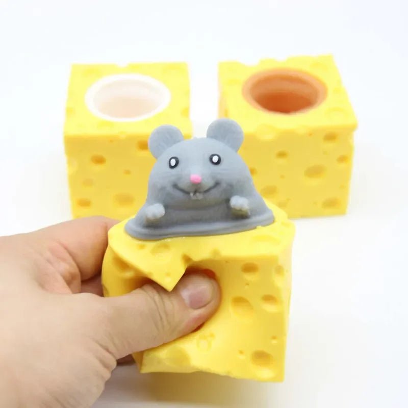 Squeeze Mouse Squishy Toy Cheese Stress Ball Squishy Rat Cheese Fidgets Squishy Mice Toy Stress Novelty Toy for People Best GIft - PhishStones Products