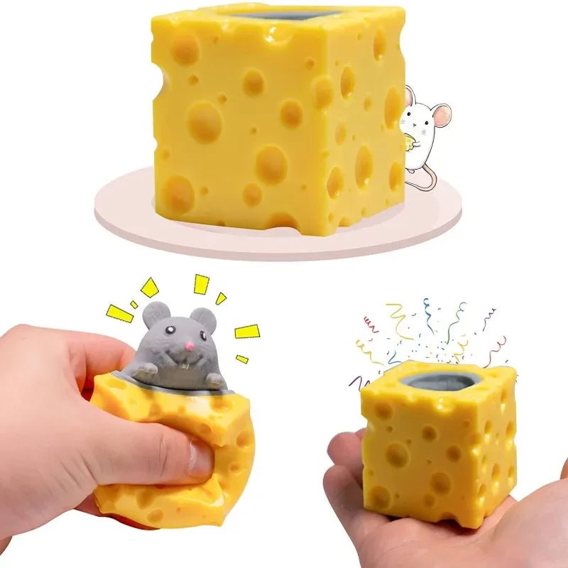 Squeeze Mouse Squishy Toy Cheese Stress Ball Squishy Rat Cheese Fidgets Squishy Mice Toy Stress Novelty Toy for People Best GIft - PhishStones Products