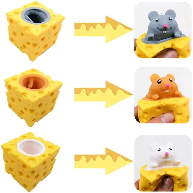 Squeeze Mouse Squishy Toy Cheese Stress Ball Squishy Rat Cheese Fidgets Squishy Mice Toy Stress Novelty Toy for People Best GIft - PhishStones Products
