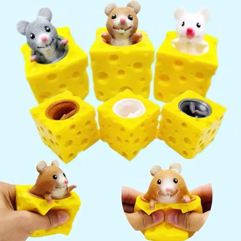 Squeeze Mouse Squishy Toy Cheese Stress Ball Squishy Rat Cheese Fidgets Squishy Mice Toy Stress Novelty Toy for People Best GIft - PhishStones Products