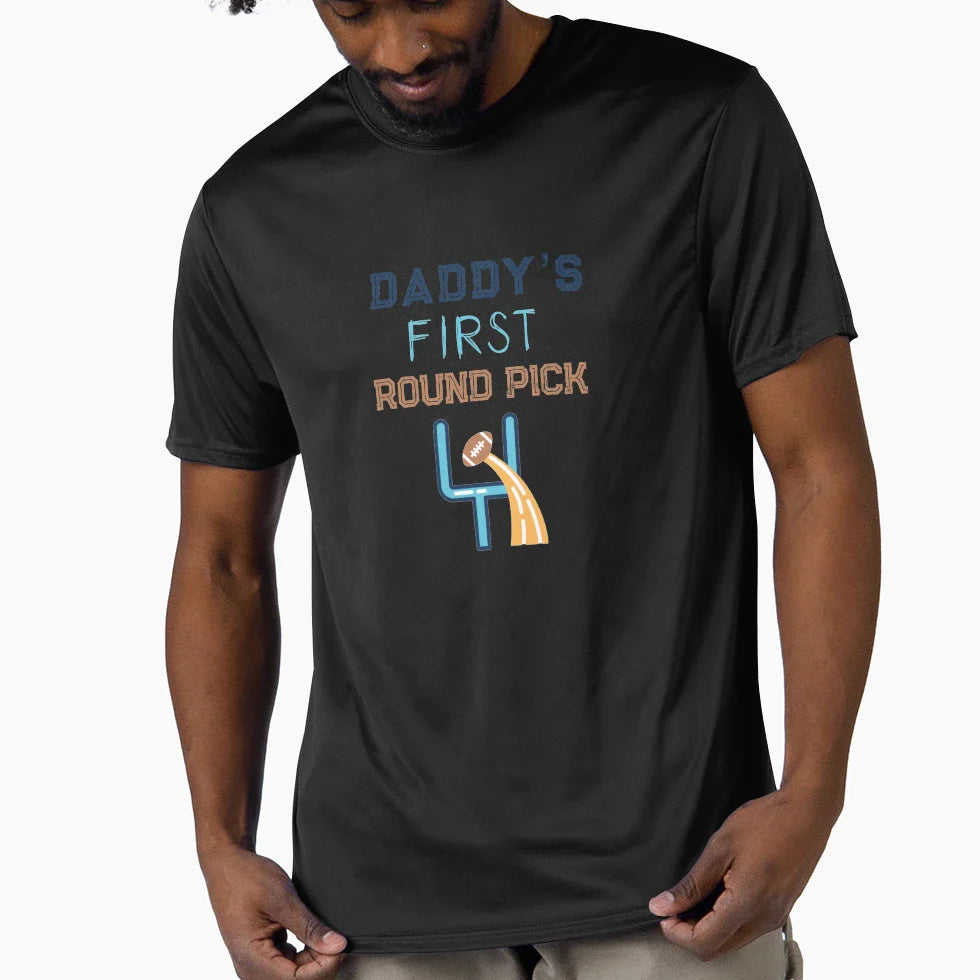 Daddys First Round Pick T-Shirt - Minimalist Print for Adults