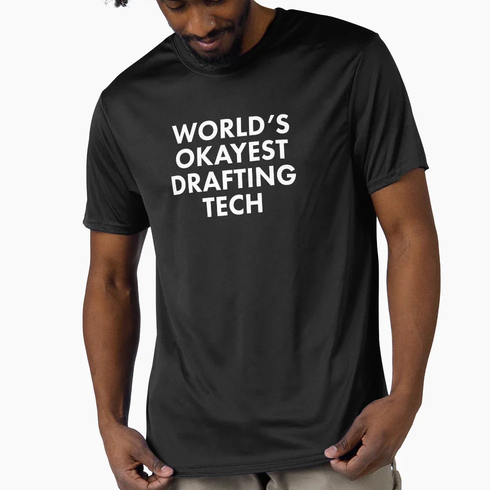Worlds Okayest Drafting Tech T-Shirt - Minimalist Print Unisex