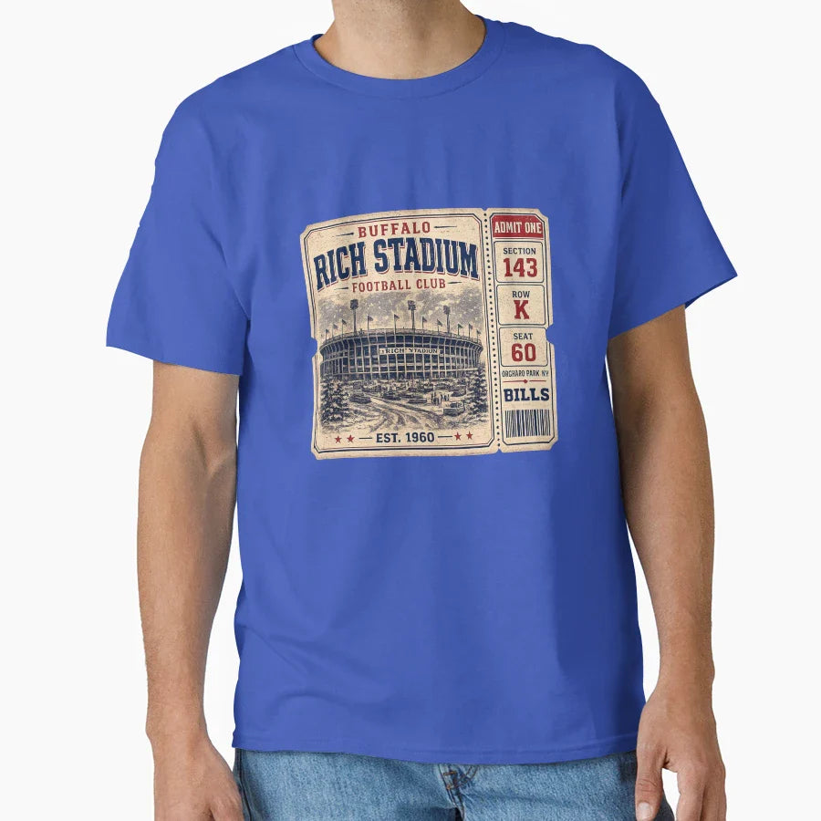 Rich Stadium Ticket Buffalo Football T-Shirt - Minimalist Print Men Women