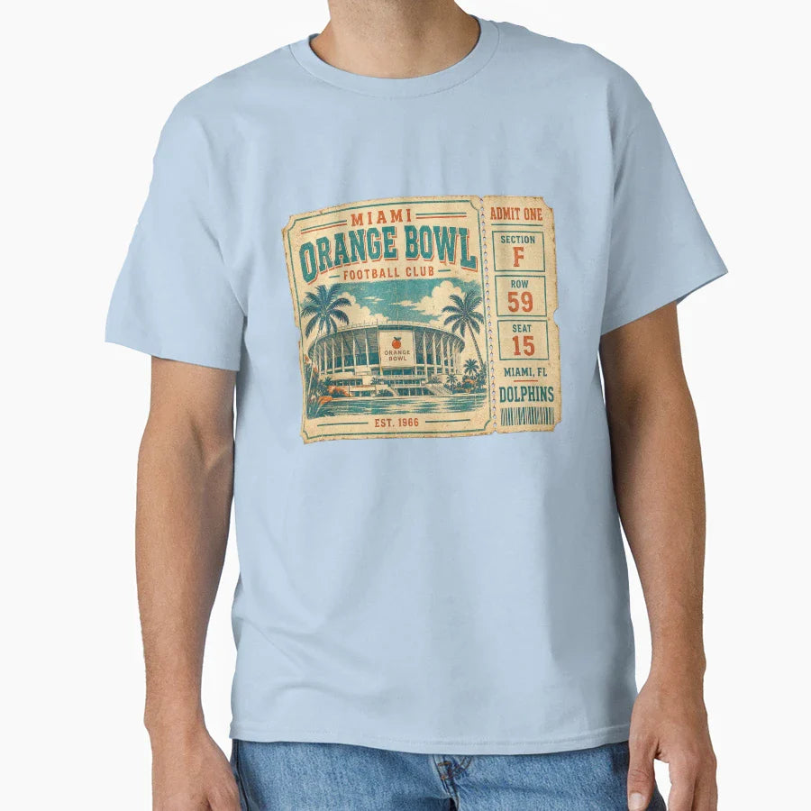 Orange Bowl Football Club Ticket Miami T-Shirt - Graphic Print Men Women