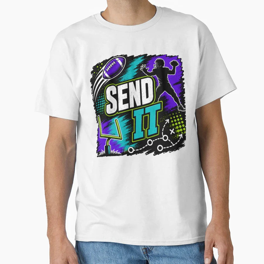 Send It Football Grunge T-Shirt - Minimalist Print Unisex