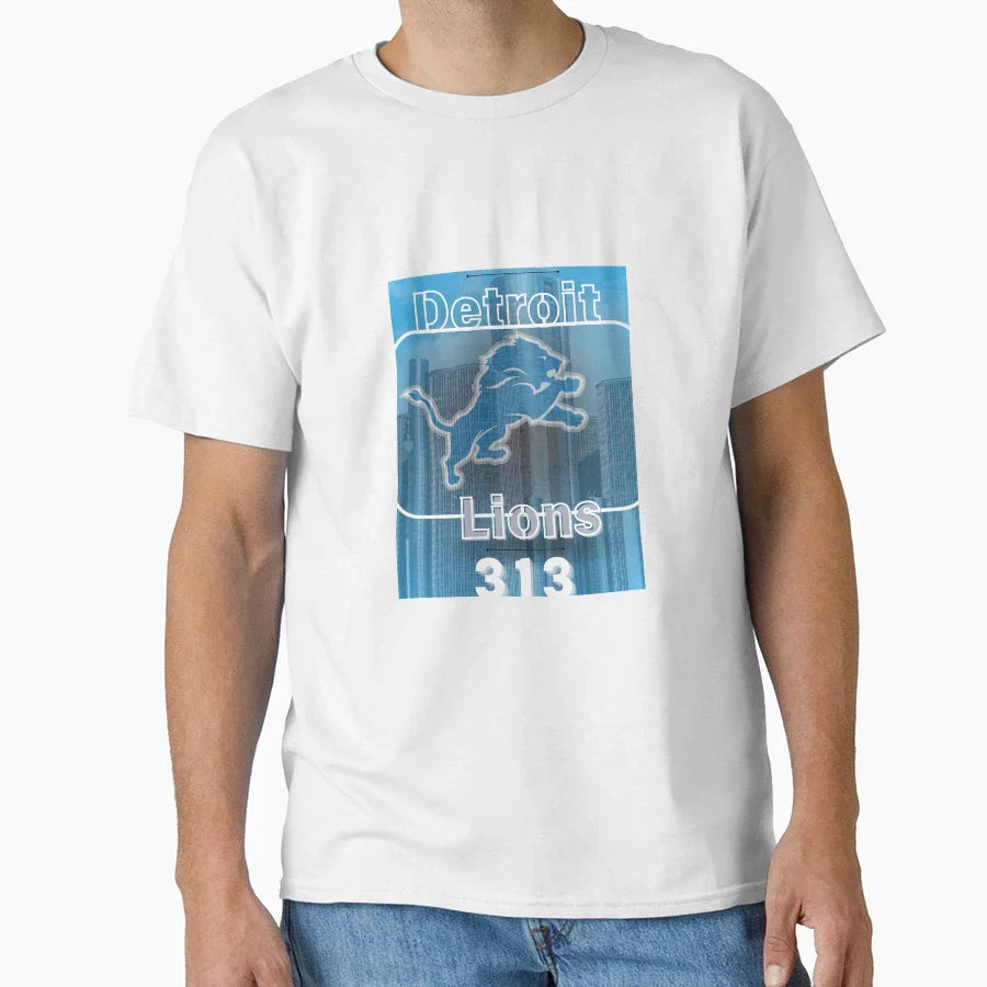 Detroit Lions Football Team T-Shirt - Minimalist Print for Adults