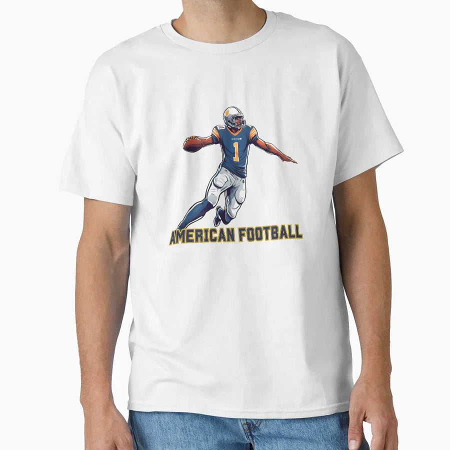 American Football Player Illustration T-Shirt - Streetwear Style Men Women