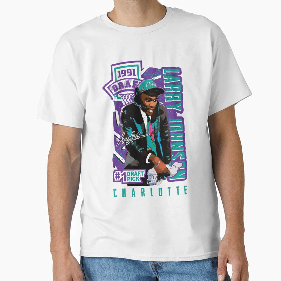 Larry Johnson Draft Pick T-Shirt - Minimalist Print for Adults