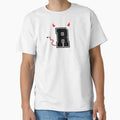 Letter R College Font Evil Naughty T-Shirt - Aesthetic Graphic for Adults