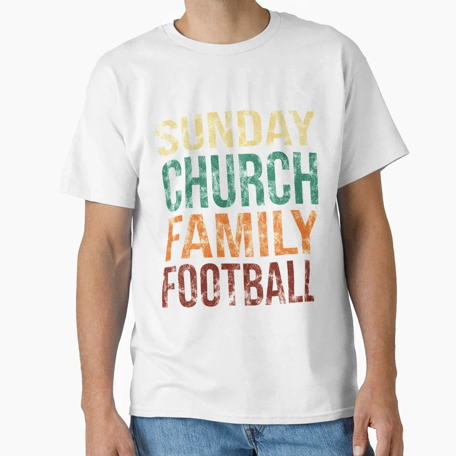 Sunday Church Family Football T-Shirt - Streetwear Style Men Women