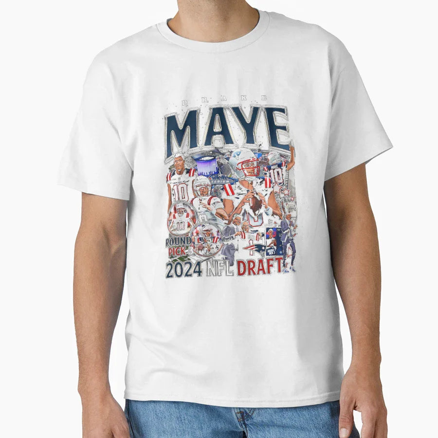 Drake Maye Bootleg Round Pick 2024 Nfl T-Shirt - Custom Art Print Unisex
