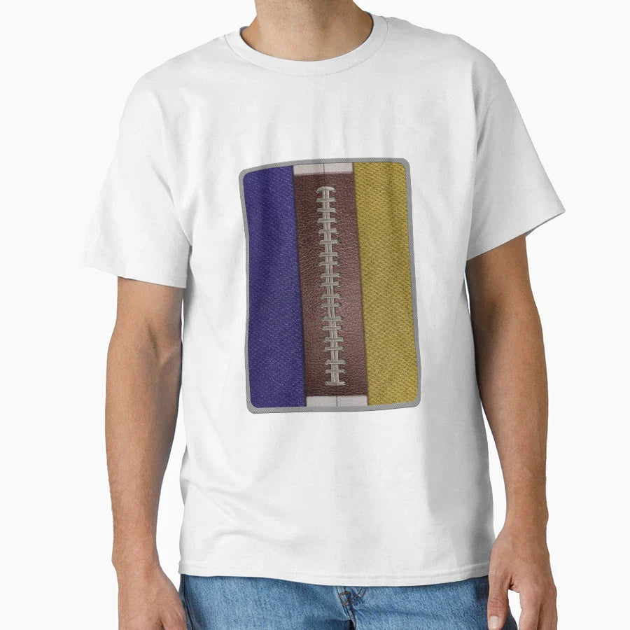 Football Purple Black Yellow Gold T-Shirt - Custom Art Print Men Women