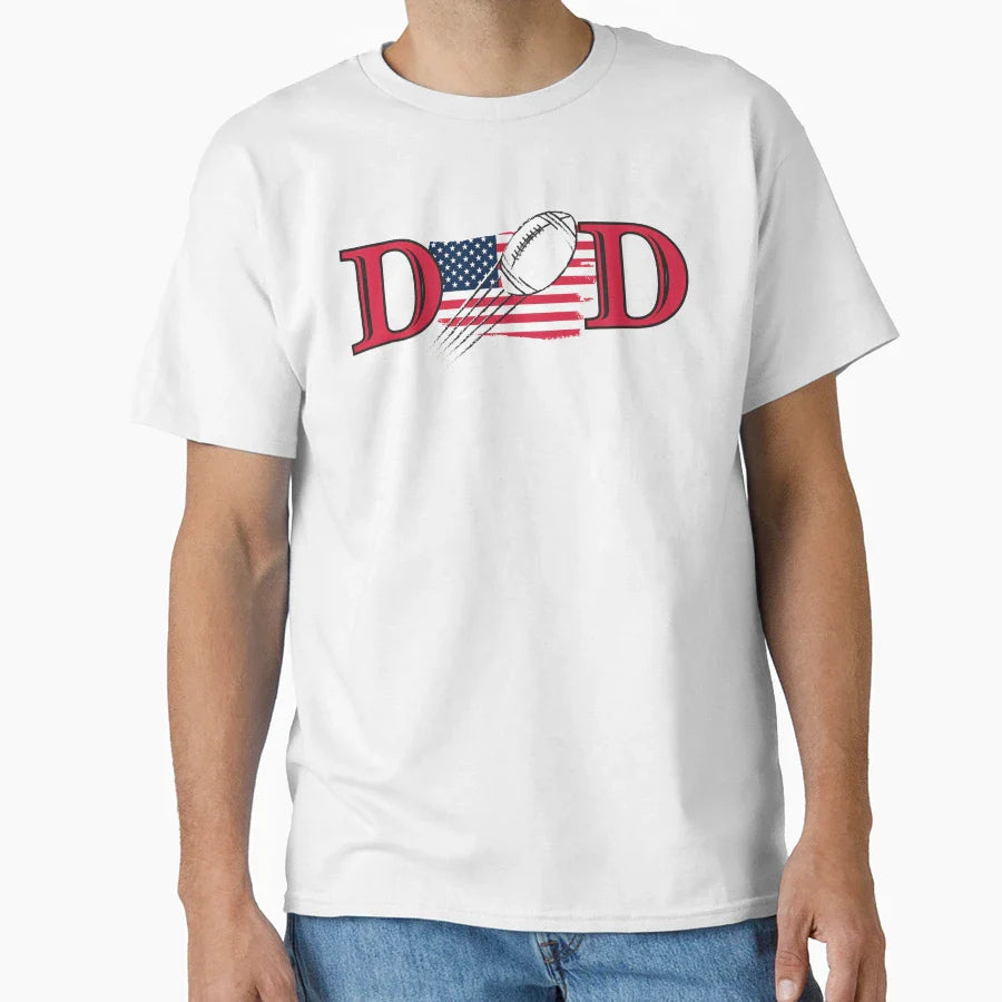Funny Dad American Football Fathers Day T-Shirt - Graphic Print Unisex