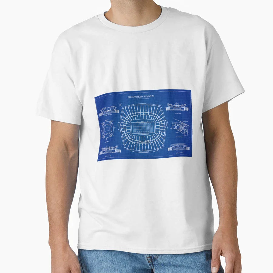 Arrowhead Stadium Blueprint T-Shirt - Unique Graphic Men Women