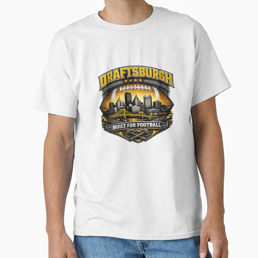 Draftsburgh Built Football T-Shirt - Casual Everyday Wear for Adults
