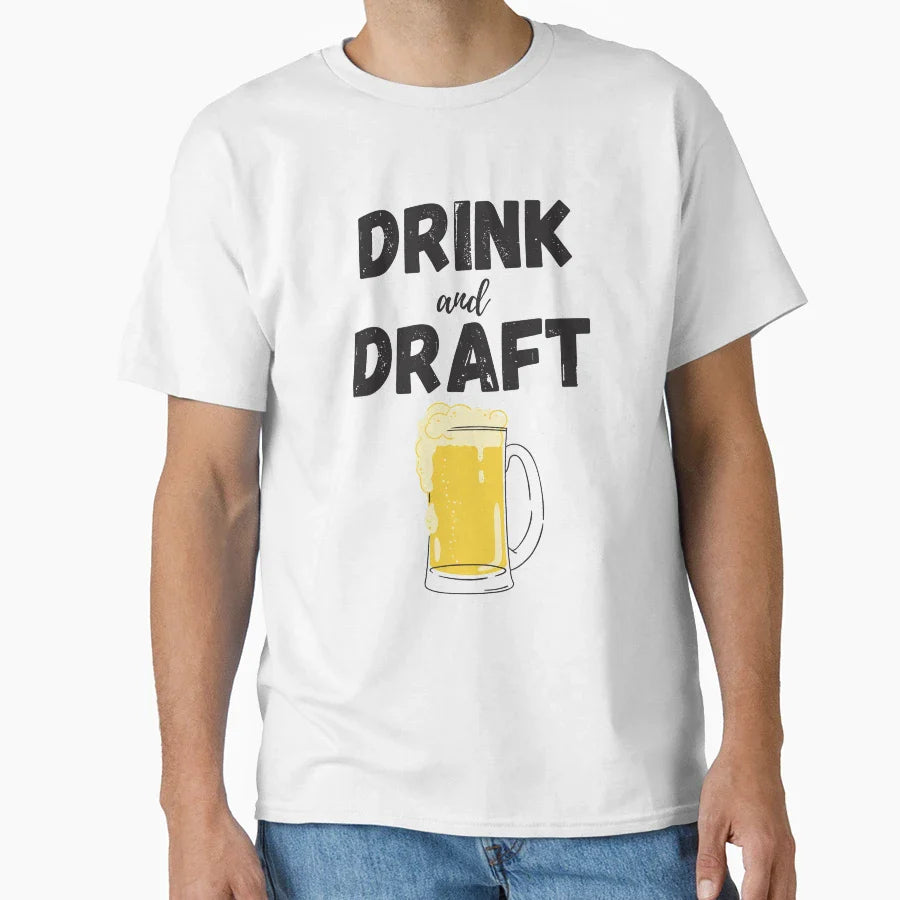 Drink And Draft Funny Fantasy T-Shirt - Minimalist Print for Adults