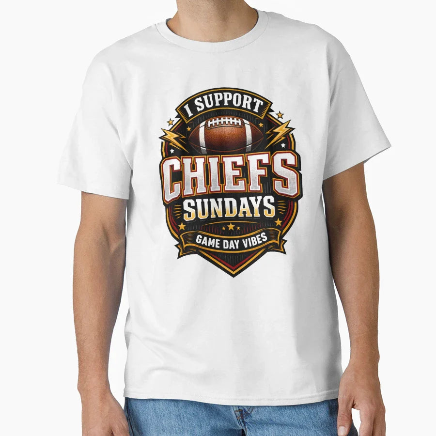 I Support Chiefs Sundays Game Day T-Shirt - Custom Art Print Men Women